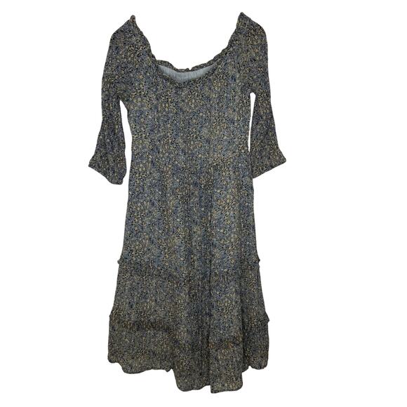 Anthropologie US 10 Boho Floral Smocked Dress Cottagecore Romantic Women's - Picture 1 of 7
